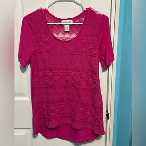 Peck & Peck Women's Pink Lace Top Size M
